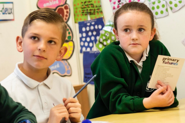 Boy and girl in classroom