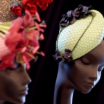 Two fancy ladies hats appropriate for Ascot, on mannequins