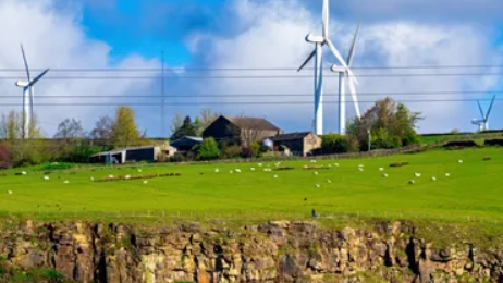 Windfarm turbine in rural area