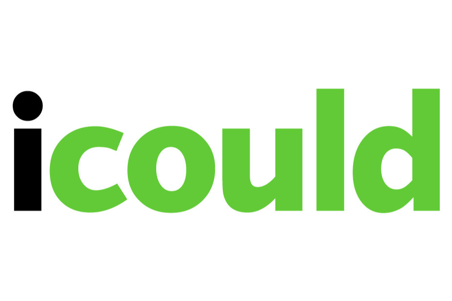 icould logo, i in black and lowercase, could in green
