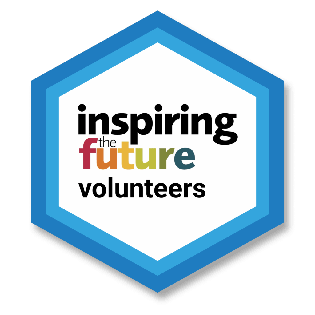 blue hexagon logo for the Inspiring the Future volunteer scheme
