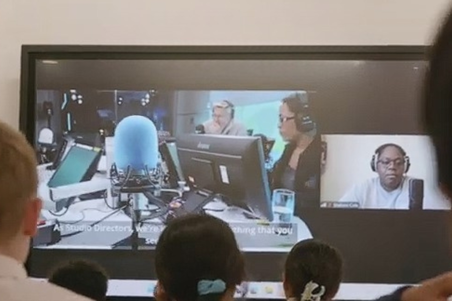 Students watching a media professional join them virtually on screen talking about her job